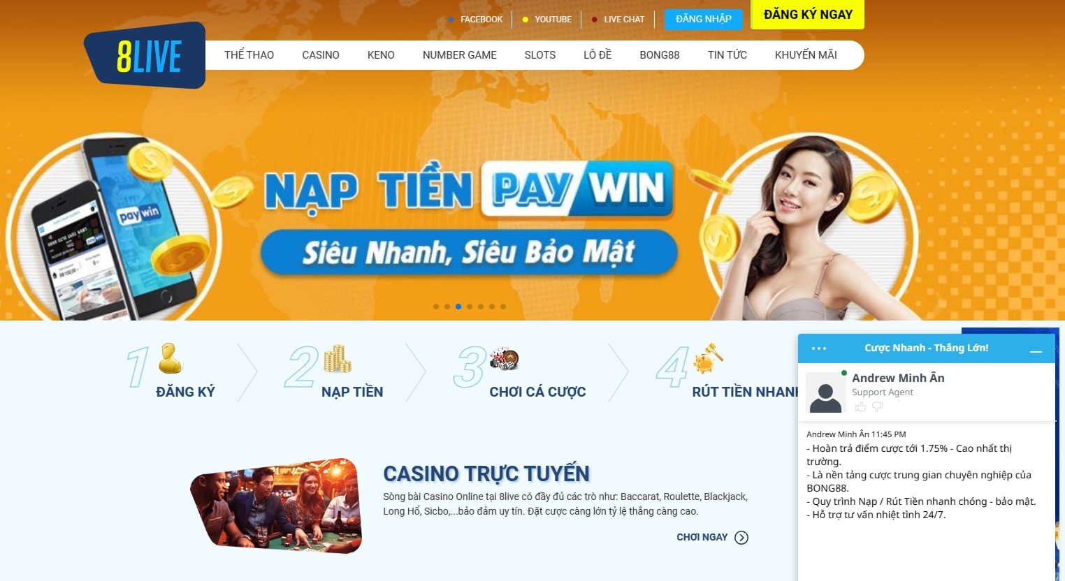 8Live hỗ trợ nạp tiền an toàn và nhanh chóng