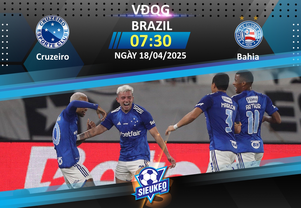 Soi kèo bóng đá Cruzeiro vs Bahia 07h30 ngày 18/04/2025: Khách lấy 3 điểm