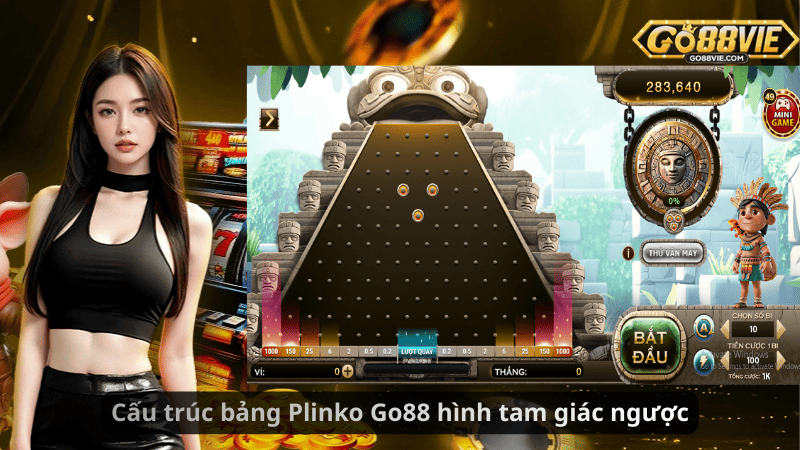 Cấu trúc bảng Plinko Go88 hình tam giác ngược
