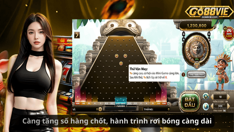 Càng tăng số hàng chốt, hành trình rơi bóng càng dài