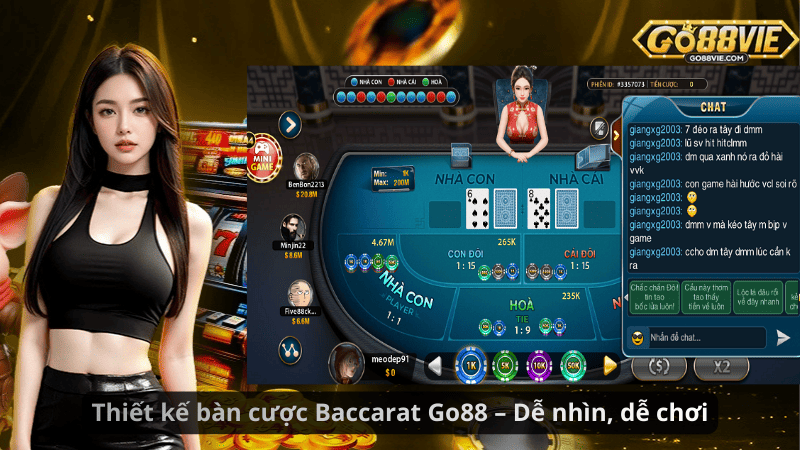 Thiết kế bàn cược Baccarat Go88 – Dễ nhìn, dễ chơi