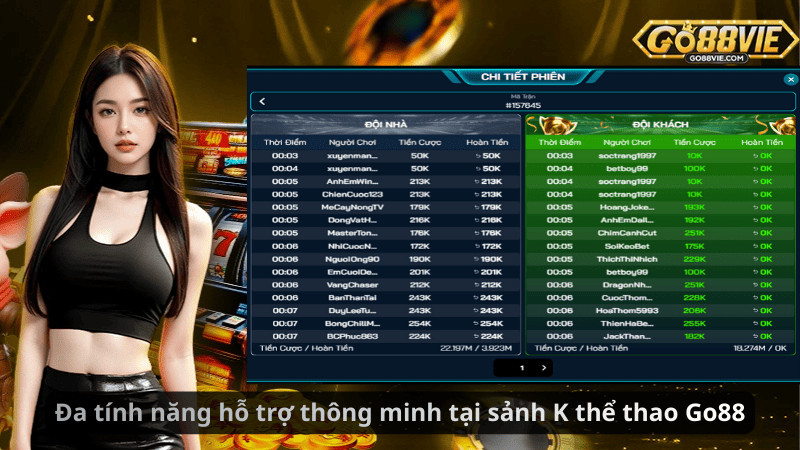 Đa tính năng hỗ trợ thông minh tại sảnh K thể thao Go88